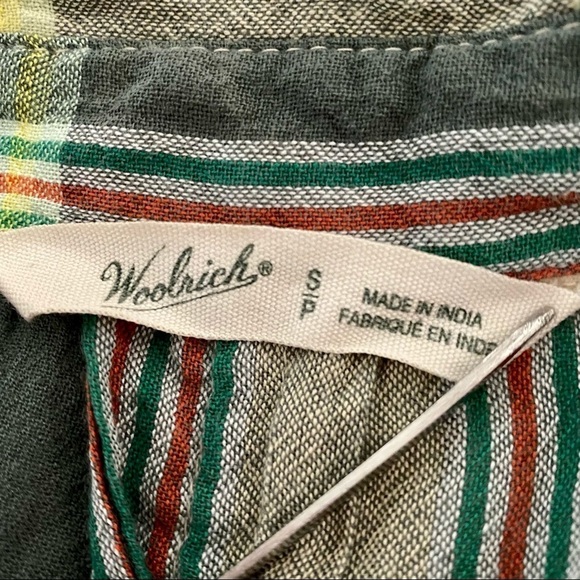 WOOLRICH Plaid Gray Yellow Cotton Shirt Small Convertible Roll-up Sleeve - Picture 8 of 15